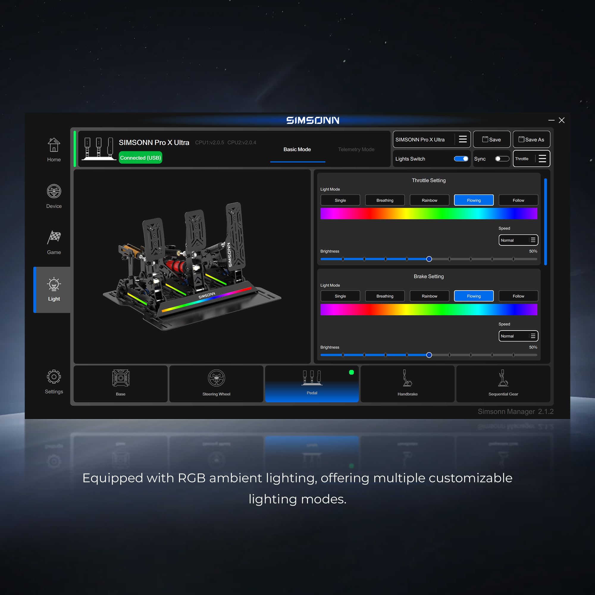 SIMSONN Pro X Ultra Sim Racing Pedals PC Pedaliera per simulatore di guida | Cella di carico, Idraulica HE
