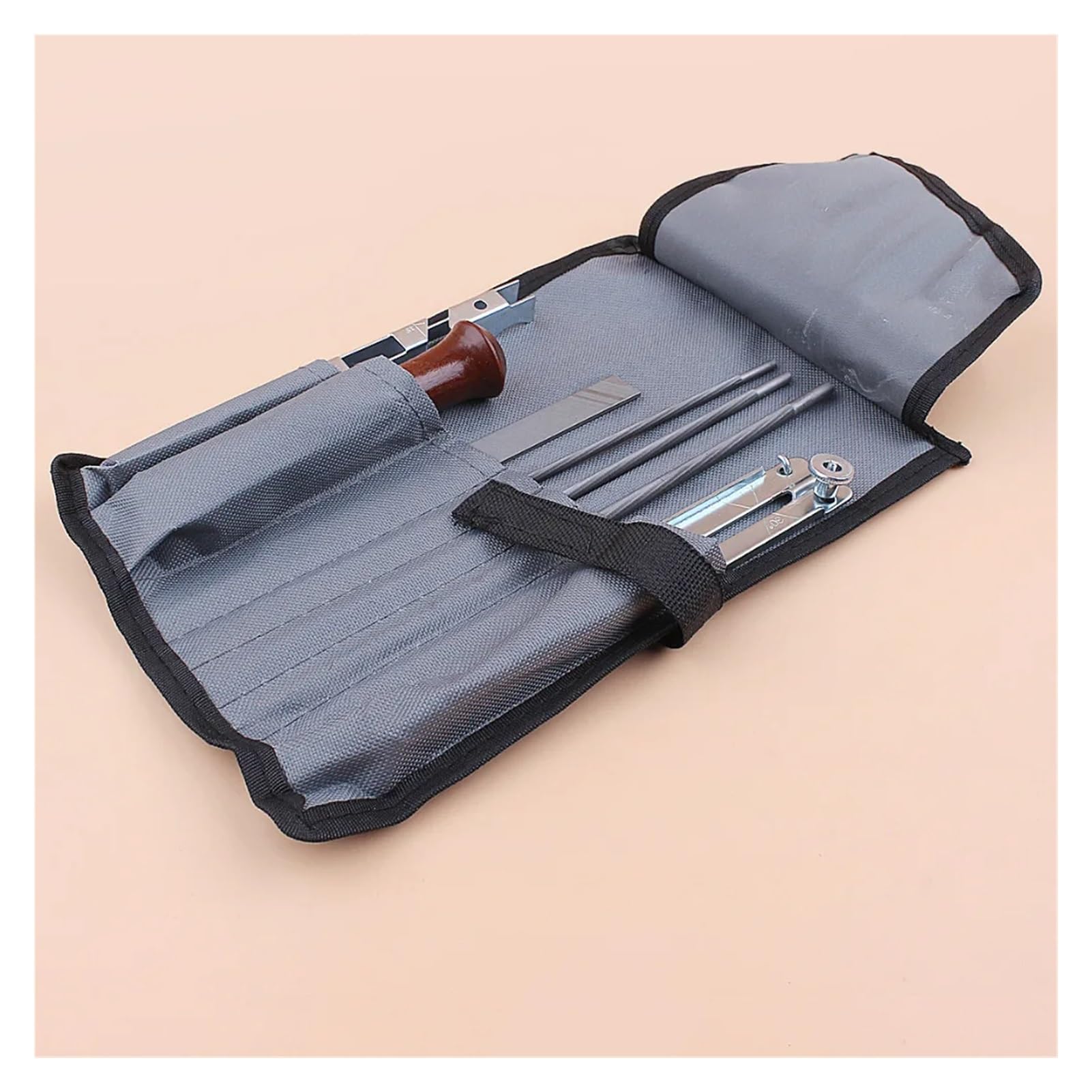 Juego de 7 Unidades de limas for afilar Cadenas de Motosierra, limas de 4mm, 4,8mm y 5,5mm for limas de Cadena de 3/8 ", 325", 404", Juego de Soporte de Madera