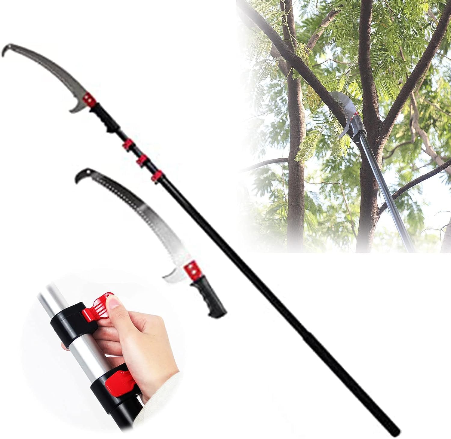 Seghe ad Asta manuali Taglia Alberi con Asta Regolabile, Sega ad Asta per potatrice Sega ad Asta Manuale allungabile per Alberi Lunghi Estensibile, Sega per potatura ad Asta (Dimensioni : 5.4m/18FT)