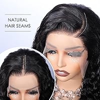 Vista 3 de Pelucas de encaje frontal de 13 x 4, cabello humano con cabello de bebé para mujeres negras, 220 % de densidad, encaje frontal transparente HD, onda
