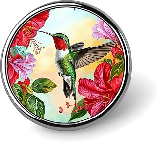 Round Lapel Pin Decorative Brooch Pins, Hummingbird Flower | Cute Enamel Backpack Aesthetic Pins Statement Lapel Pin Wardrobe Accessory for Clothing Bags Hats Jackets and Lanyards