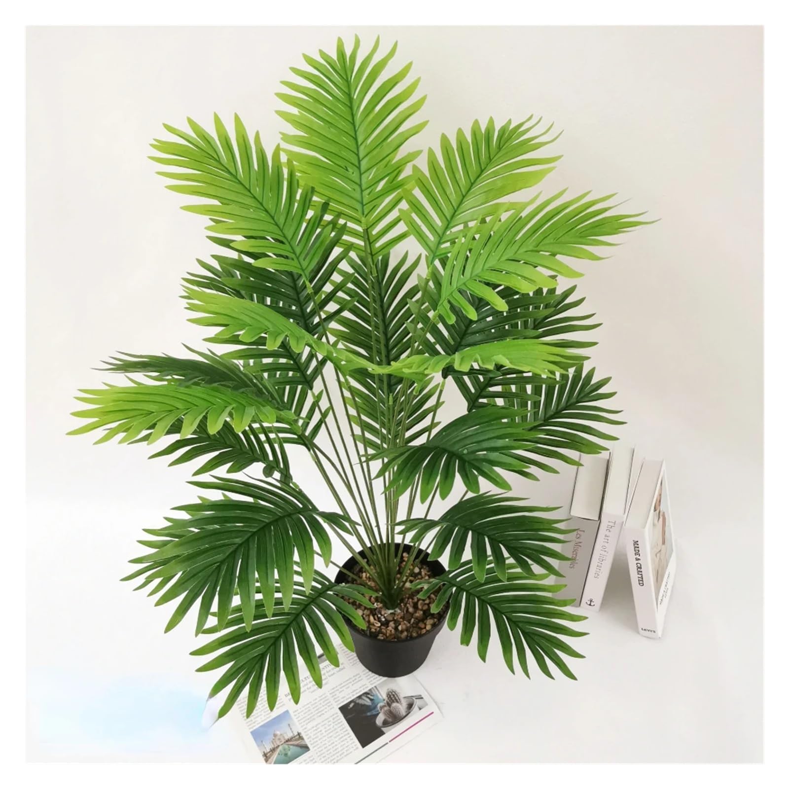 Künstliche Tannenzweige 88 cm 24 Blätter große künstliche Palme Tropische Kunstpflanze grüne Palmblatt Monstera-Zweige Hausgarten Balkon Dekoration(18 heads-80cm)