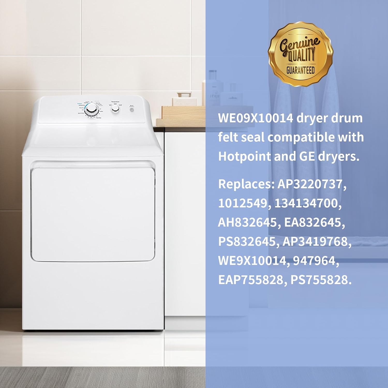 WE09X10014 5303937183 Dryer Lower Felt Seal Compatible with Some Hotpoint and GE Dryers