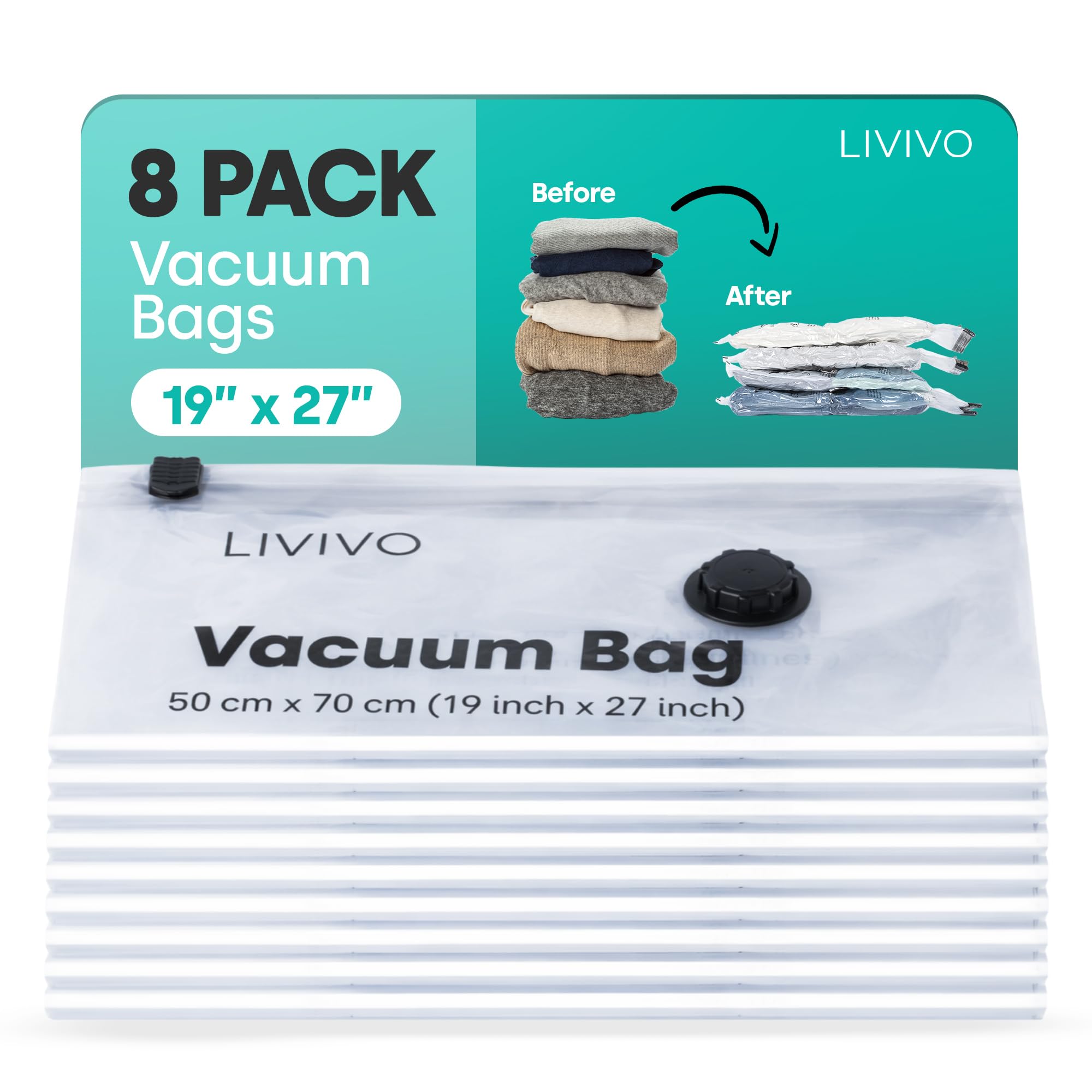 B&Q -  Medium Vacuum Compression Bags 8 Pack Black