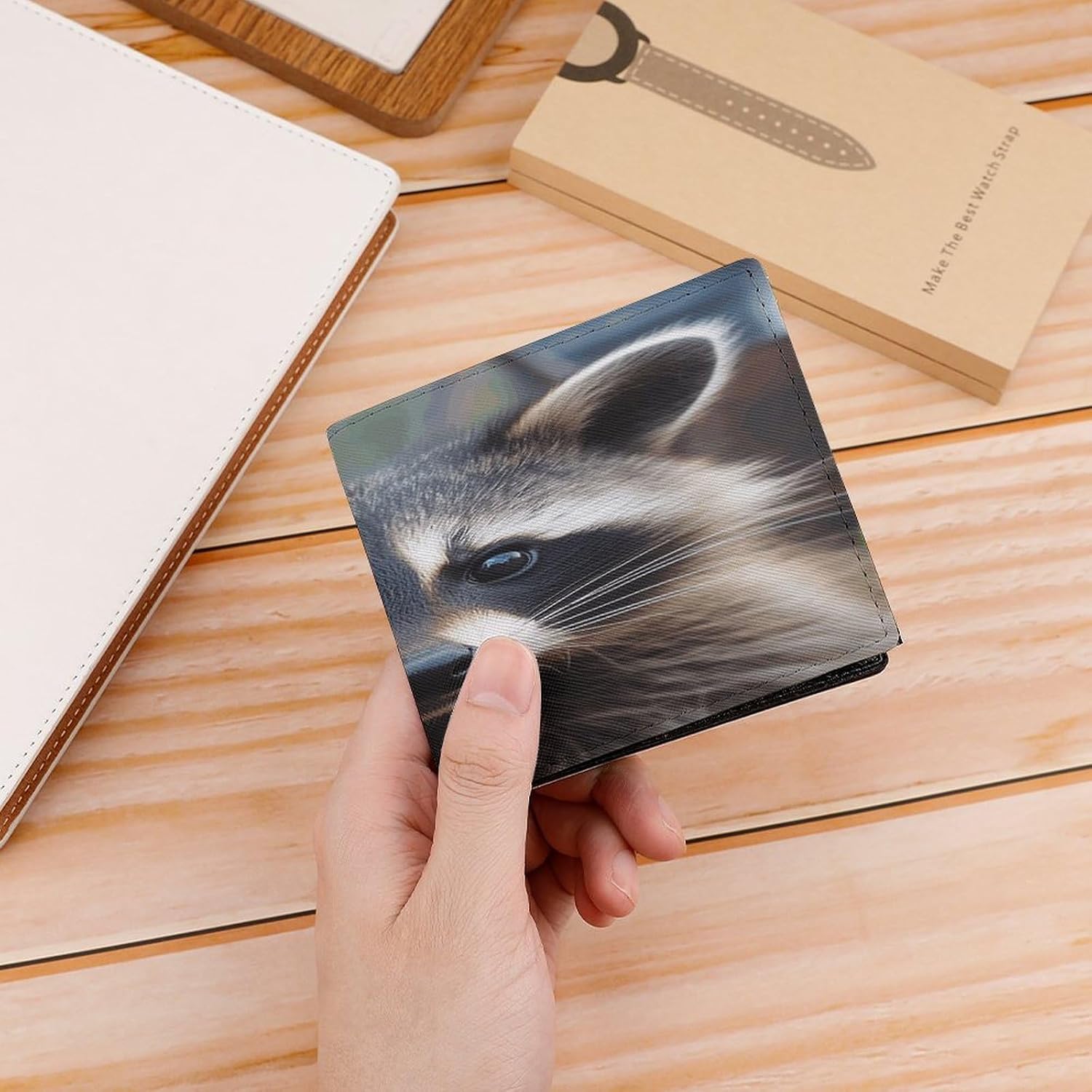 Little Raccoon Face Coin Purse Credit Card Holder Slim Wallet | Minimalist Wallet with Twill Leather,Smooth and Fine in Texture,soft Convenient to carry for work,travel and daily use