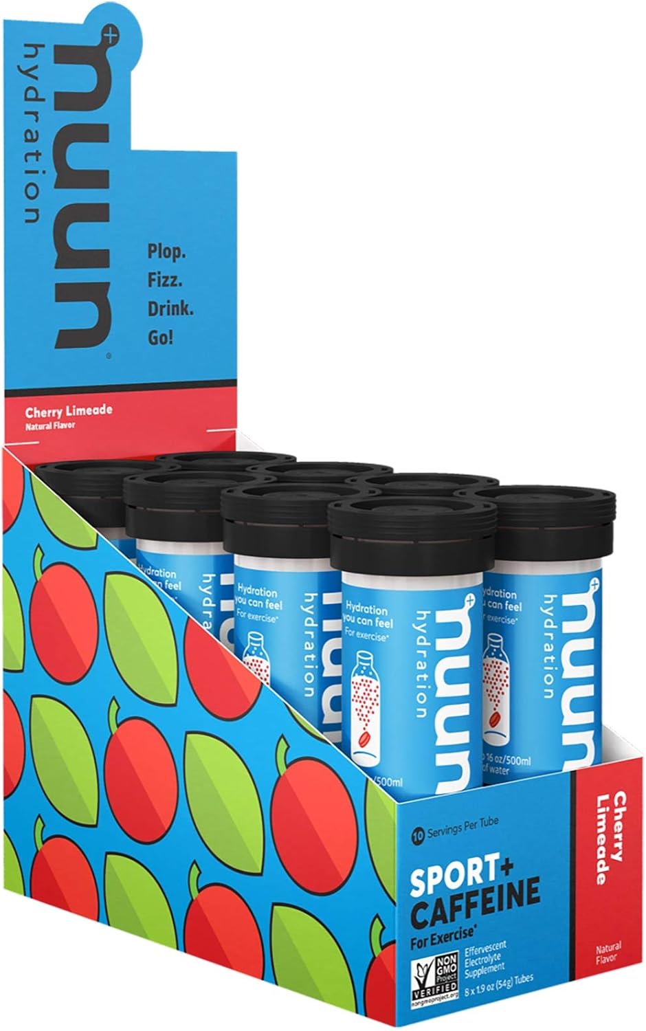 Nuun Sport Caffeine Electrolyte Tablets for Proactive Hydration, Cherry Limeade, confezione da 80
