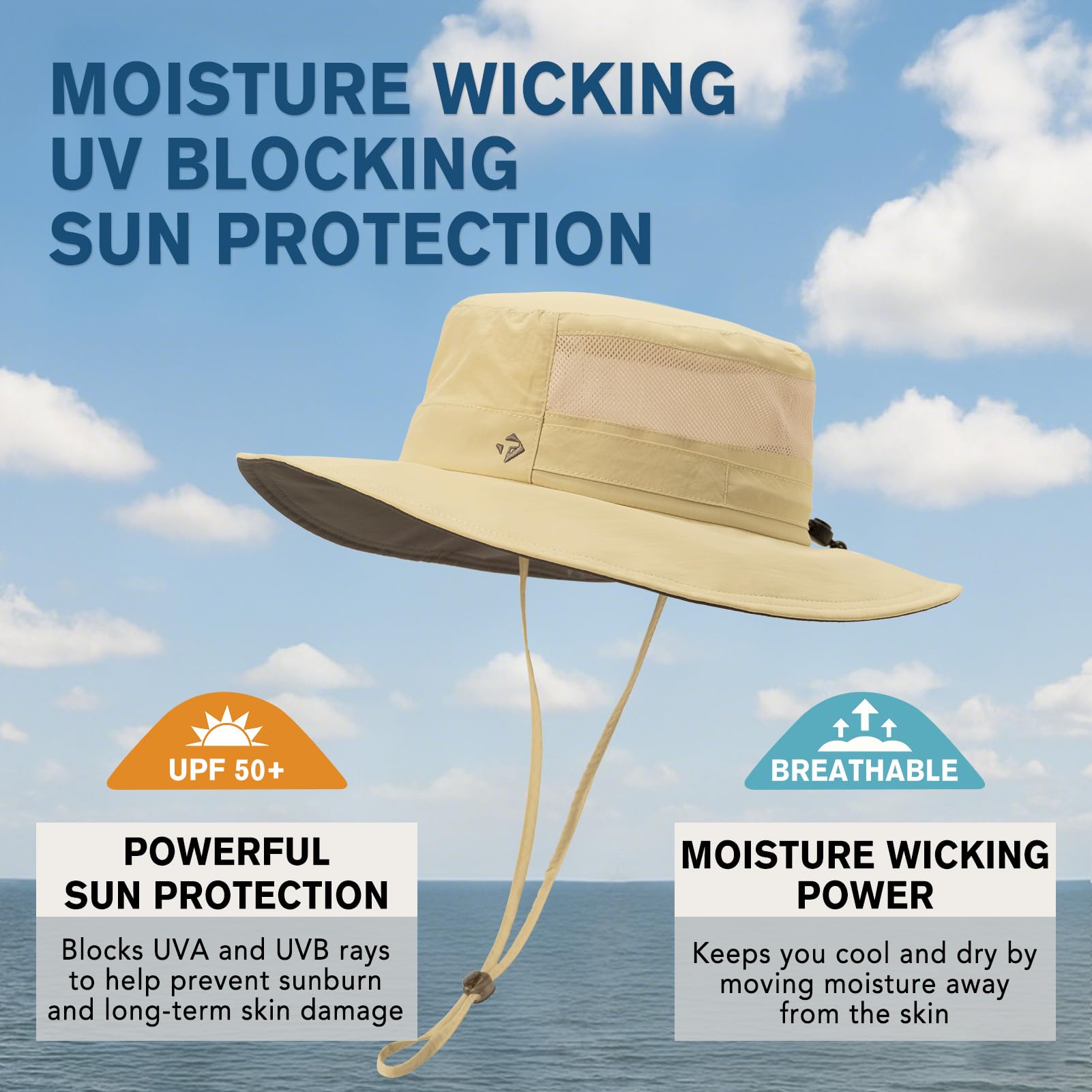TOP-EX Chapeaux de soleil pour homme et femme avec UPF 50+, large bord, respirant, pliable, ajustement réglable (55 à 66 cm)