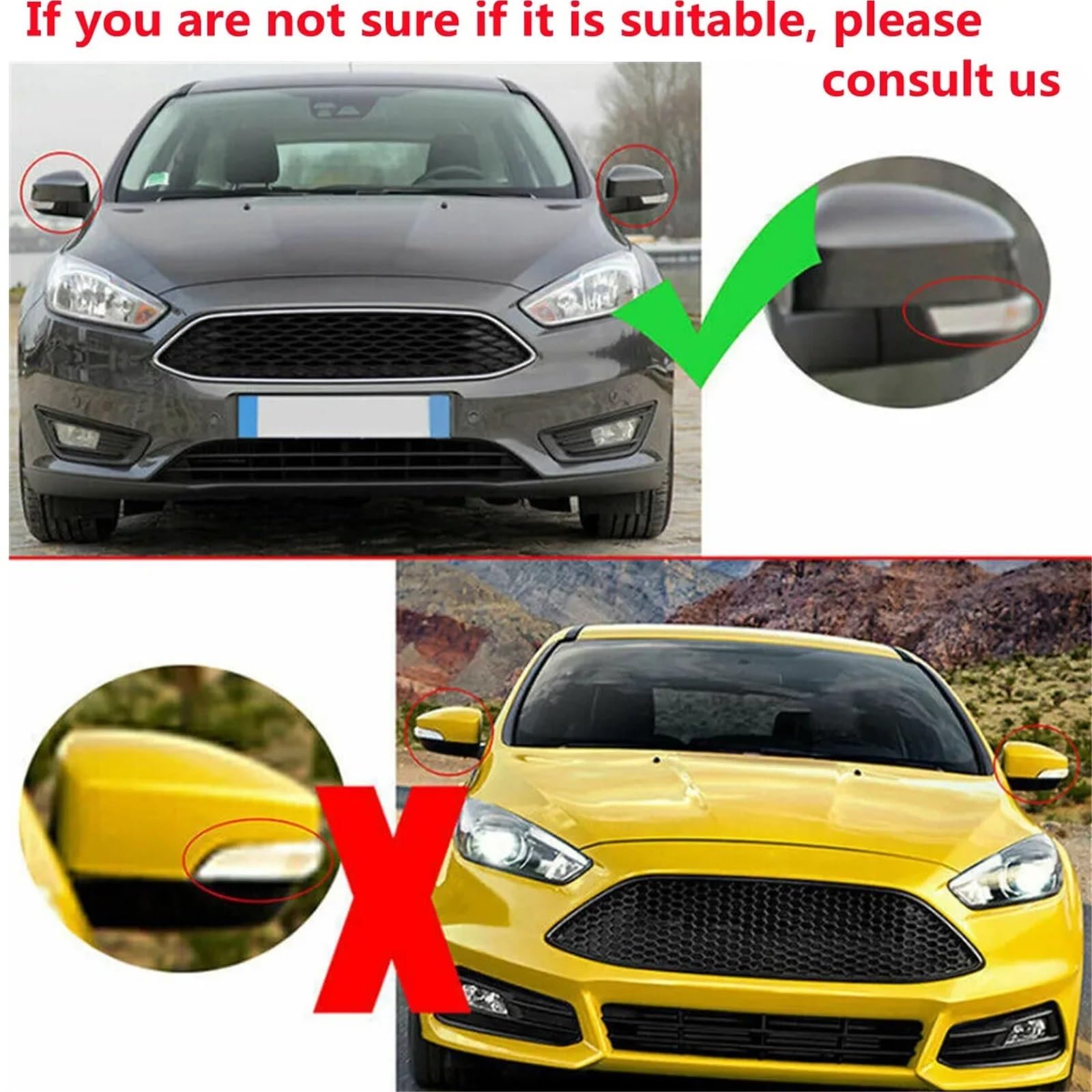 zamiennik do lusterka bocznego Para pasujących do Forda Focusa 2 3 MK2 MK3, nakładki na lusterka boczne, dodatek pasujący do Mondeo MK4 2008-2018.(Carbon Fiber Look)