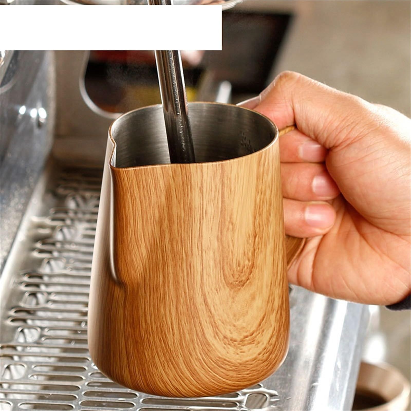 Jarra for espumar leche de acero inoxidable, 2 uds., flor for tirar de la jarra de leche y café, taza for café con leche Para café(300ml)