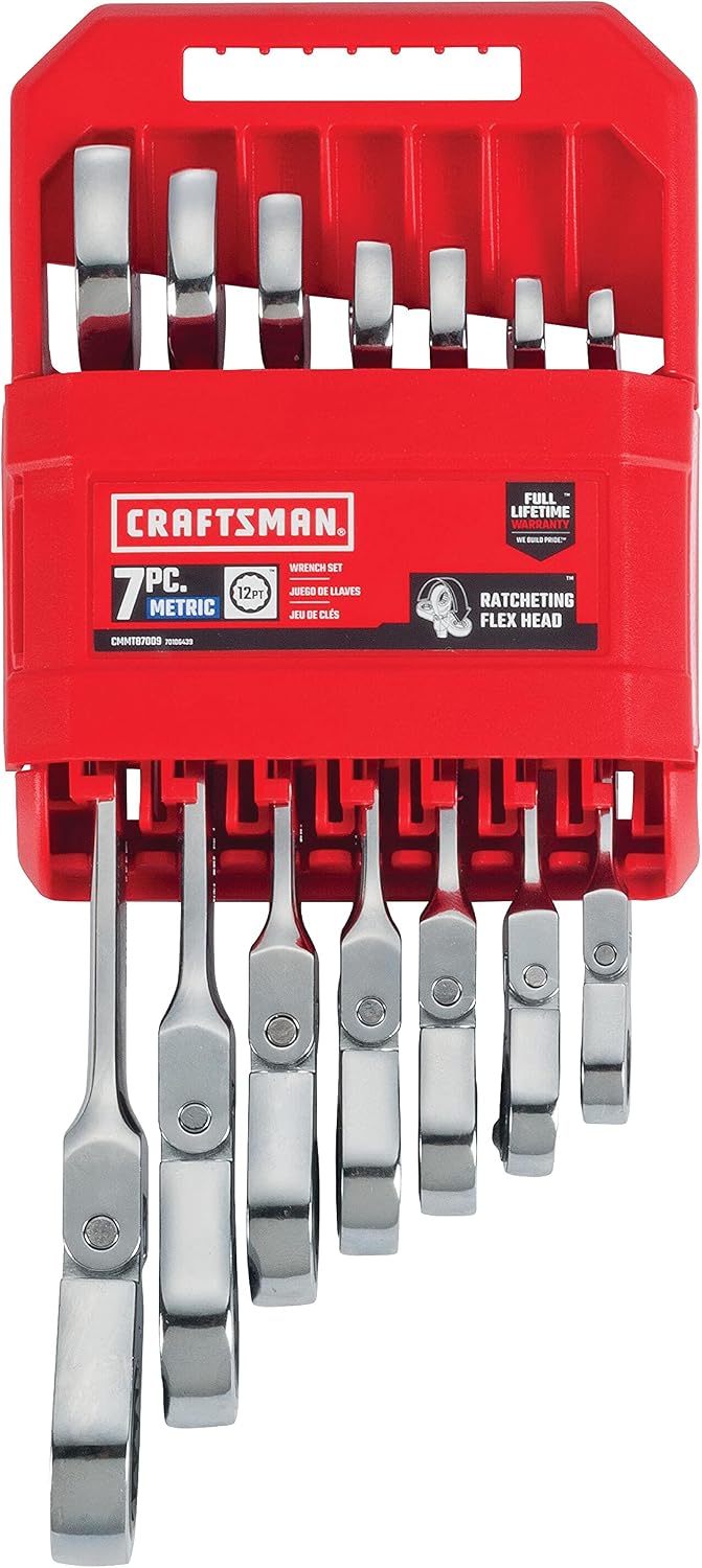 CRAFTSMAN Ratchet Set, 7-Pack, 72-Tooth, 180 Degree Flexi Head Design, Solid Chrome Finish (CMMT87009)