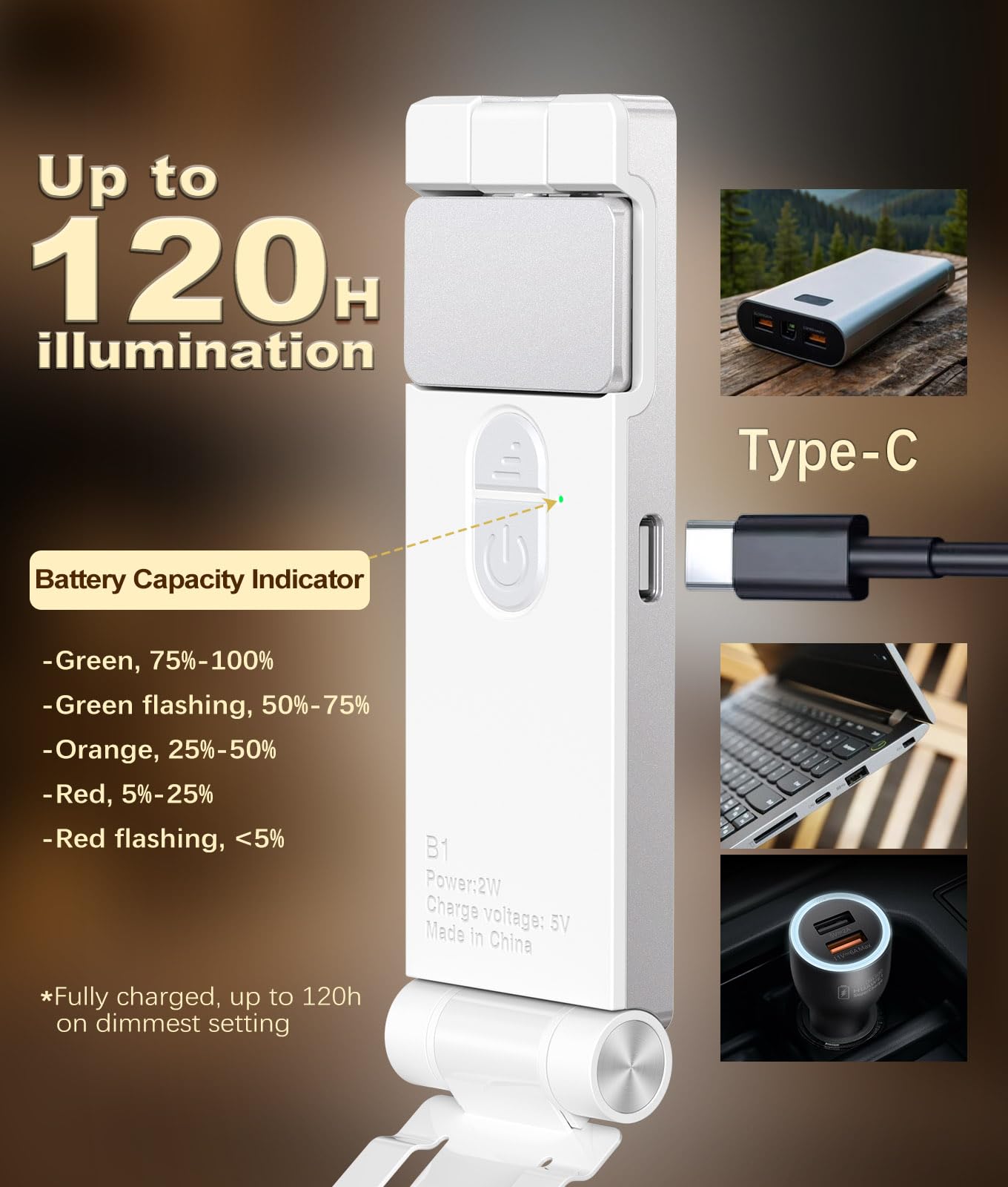 Luce Da Lettura Ricaricabile LED - Lampada Libro Pieghevole Con 3 Colori E 4 Luminosità - Foto 13