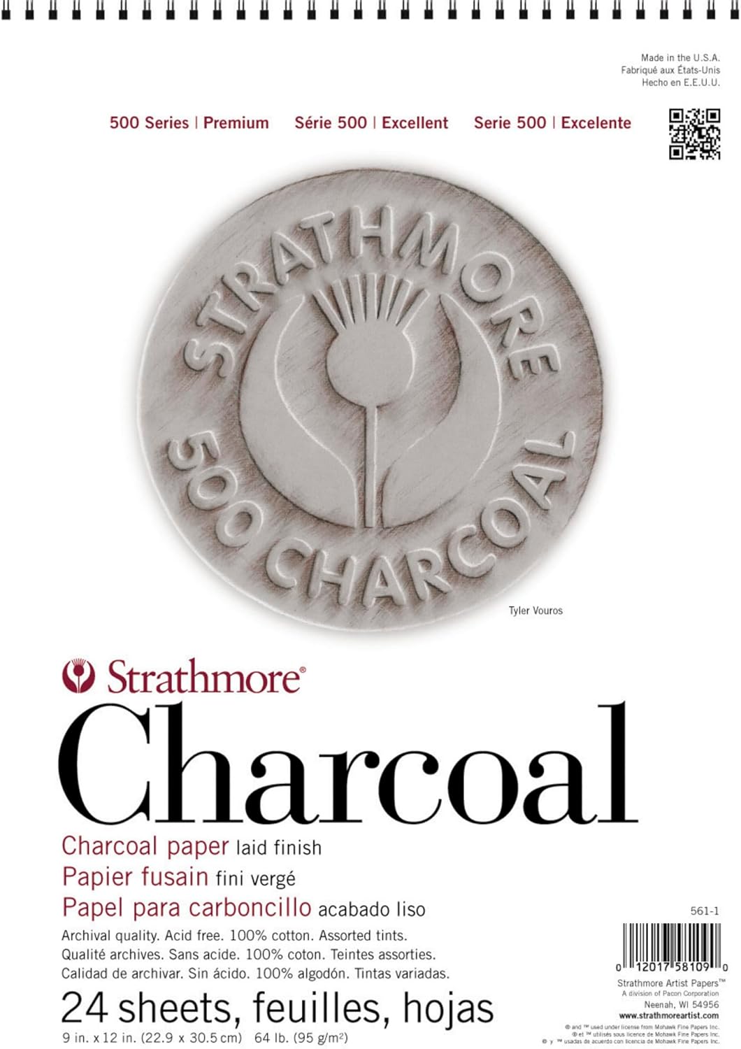 Strathmore (561-3 500 Series Charcoal Pad, 18"x24", 24 Sheets
