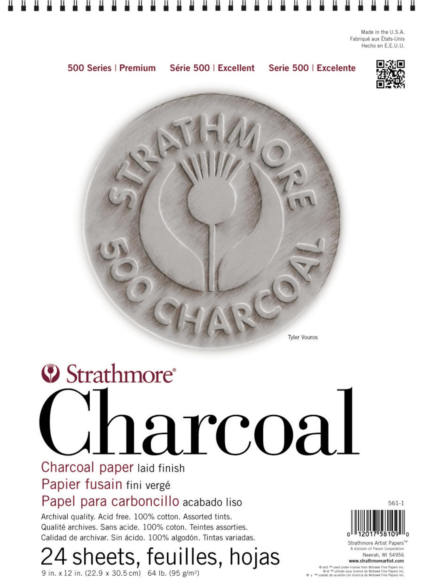 Strathmore (561-3 500 Series Charcoal Pad, 18"x24", 24 Sheets