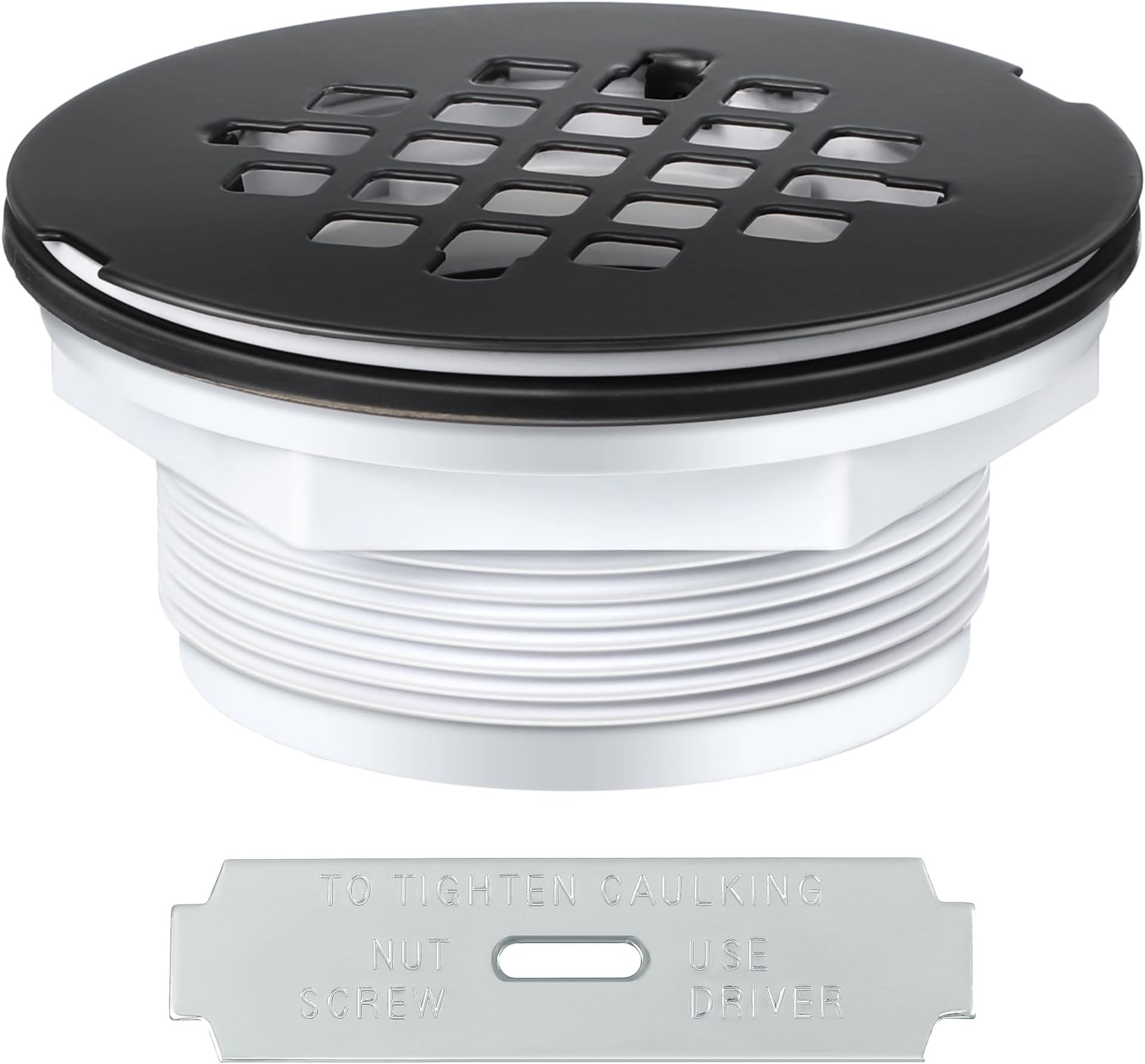 Oatey 42077 101 Pnc Shower Drain, 2 in, NoCaulk, Abs, Plastic Strainer