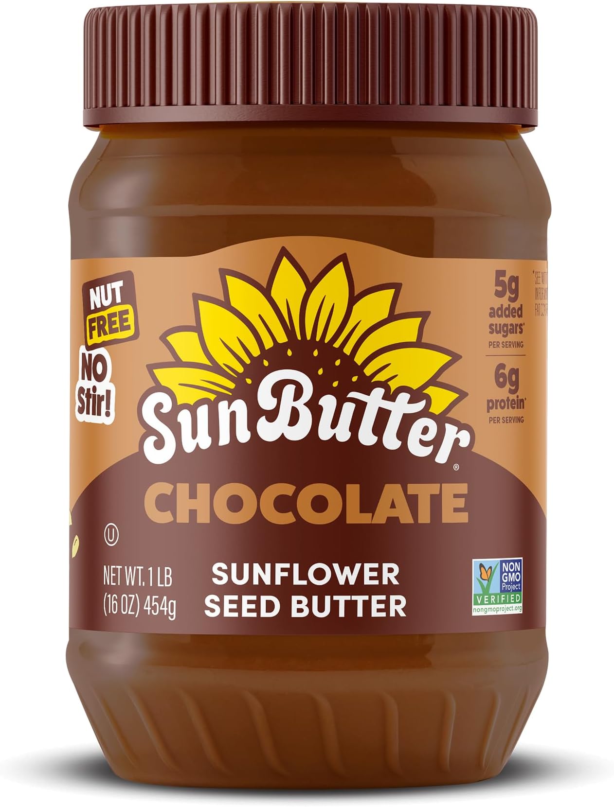Chocolate Sunflower Seed Butter, 16 oz Nut-Free Spread with 7g Plant-Based Protein, Roasted Rich & Savory Flavor, Smooth Texture | Vegan, Kosher & Non-GMO