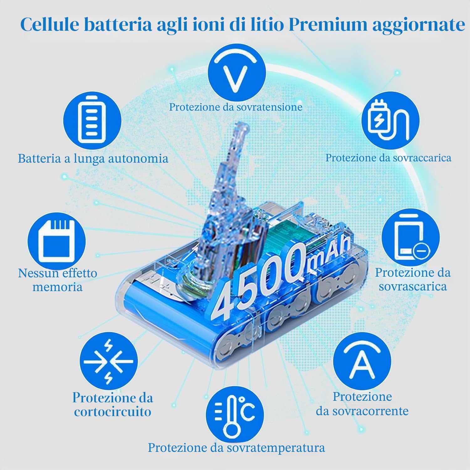 DTK Batteria per aspirapolvere per Dyson V7 SV11 Trigger Animal, Trigger+, Motorhead Pro, Fluffy, Mattress, Absolute, 21.6V 4500mAh batteria (Adatto solo per la batteria della serie V7)