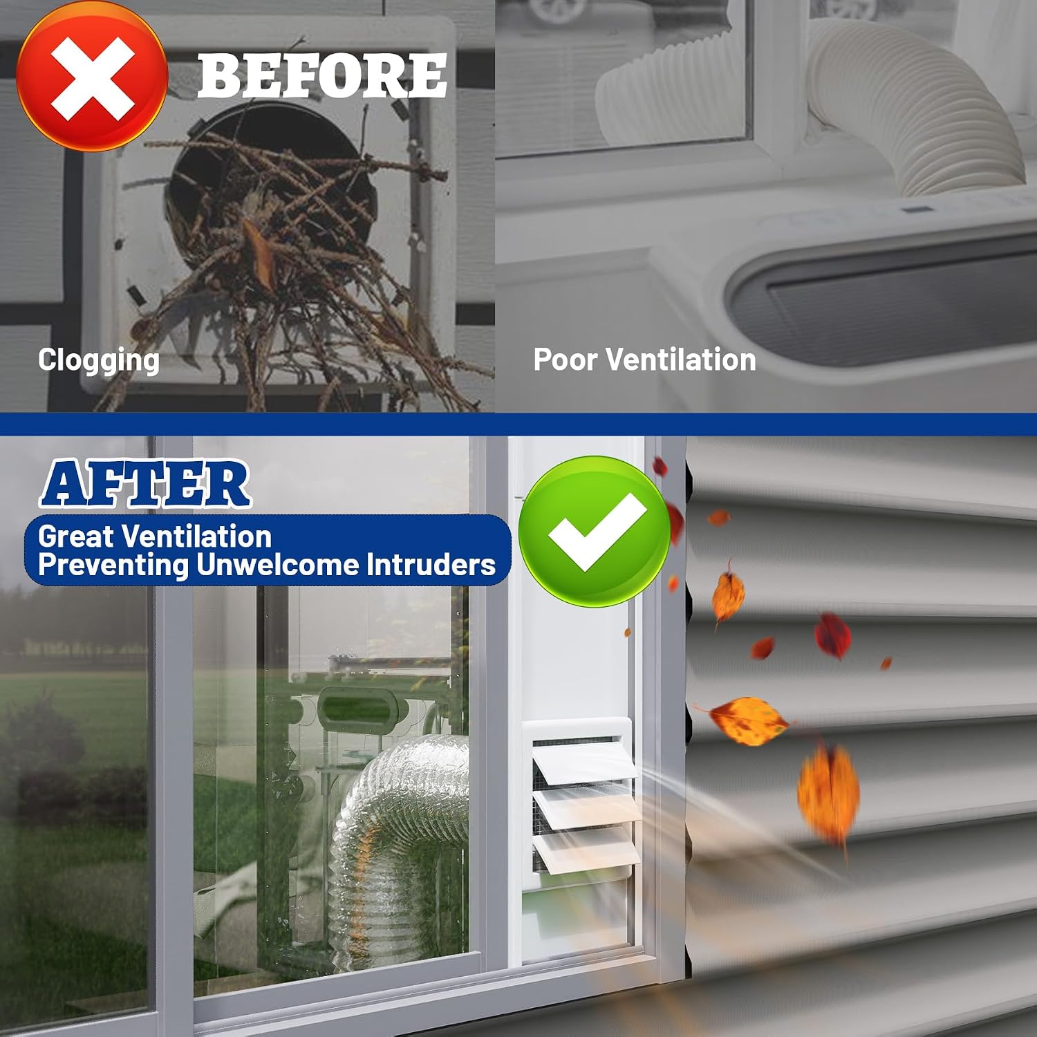 Window Vent Kit with Louvered Vent Cover Fit for 3" and 4" Vent Hose, Adjustable Window Seal Panels for 3"/4" Exhaust Ventilation Duct of Laser Engraver/3D Printer Enclosure, Dryer - 5