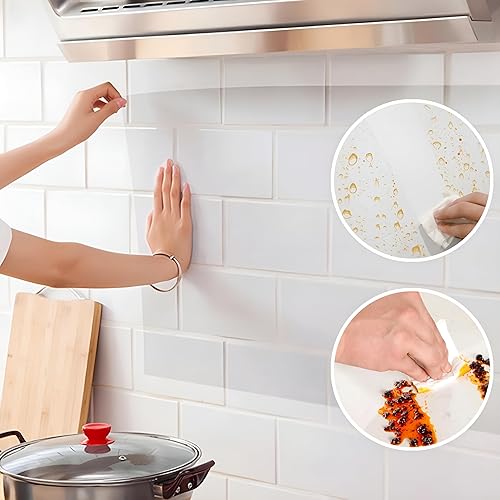 Miniatura 2 de FAMILOVE Protector de pared transparente, autoadhesivo, protector de pared contra salpicaduras de cocina, forro de estante, pizarra blanca, papel
