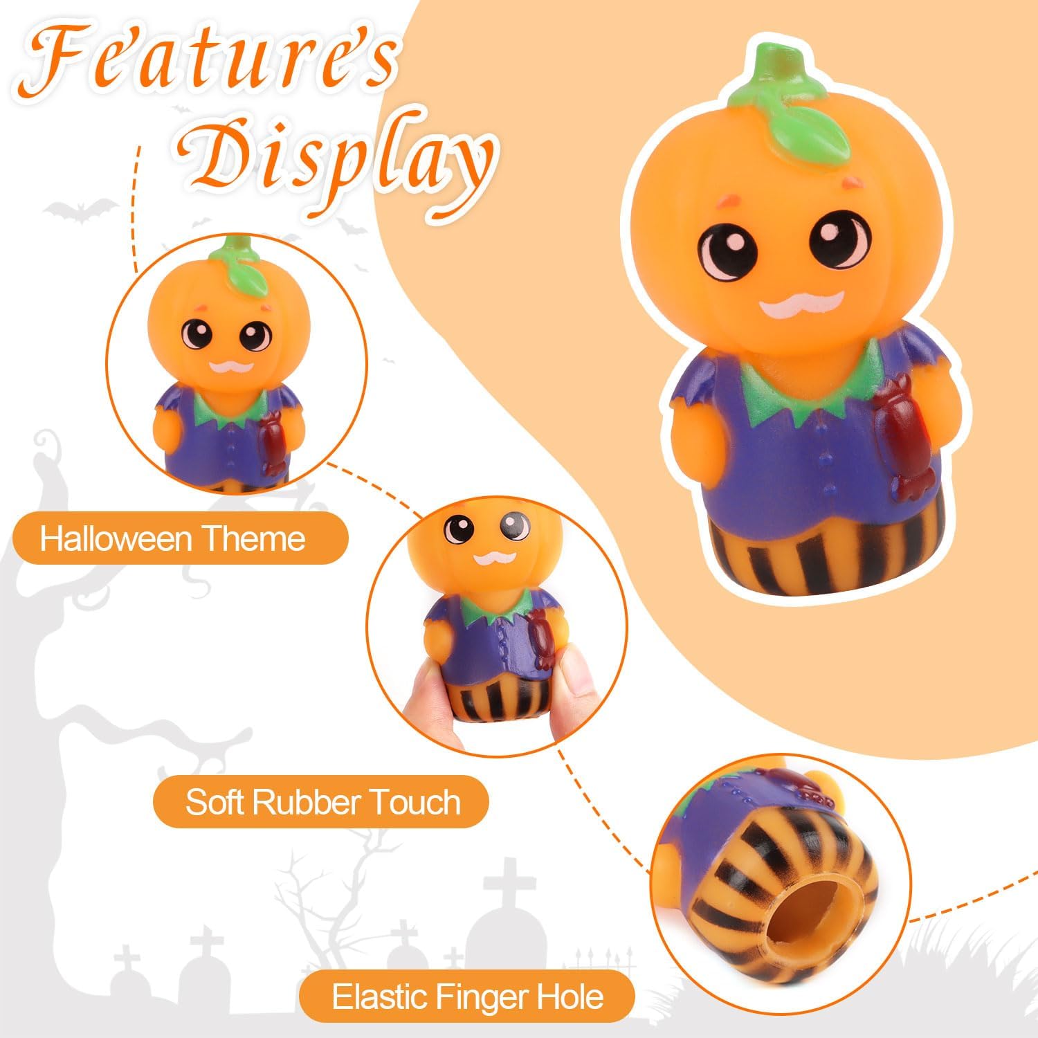 CCINEE 5pcs Halloween Finger Puppets Set for Kids, Tiny Rubber Witch Snowman Puppets Figures Toys Assortment for Toddlers Schools Summer Halloween Party Favors