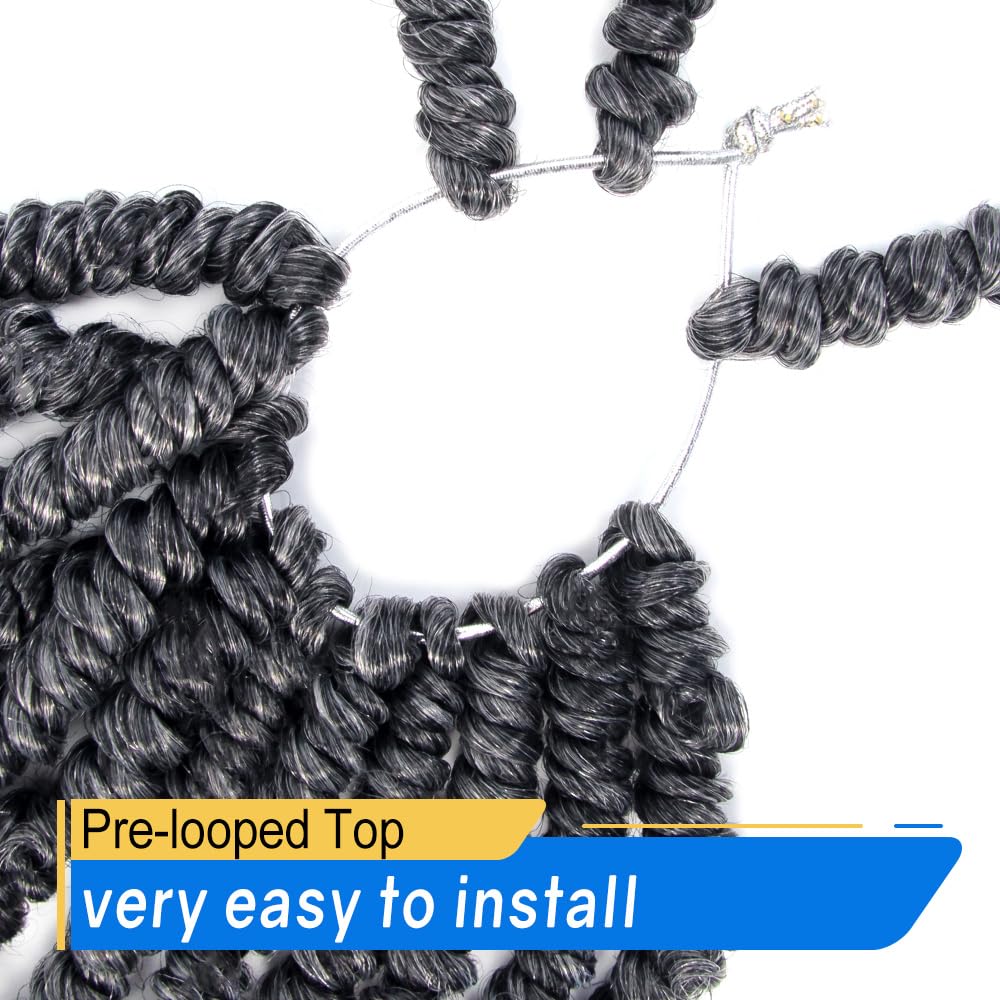 Niseyo Pre twisted Bob Spring Twist Hair 6 Inch 7 Packs Short Pre-looped Crochet Braid Ombre Gray (TGrey)