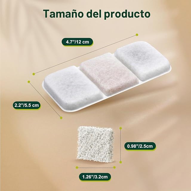 Foto 5 de 6 de Gimars filtros fuente gatos W4-S1, 8 filtros de repuesto y 8 esponjas para fuente de agua de acero inoxidable