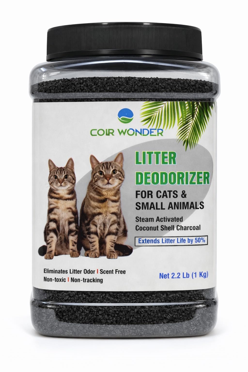 Cat Litter Deodorizer – 2.2 Lb Activated Charcoal Carbon – Odor Eliminator for Litter Box, Chicken Coop, Small Animal Enclosures – Extends Litter Life – Natural Pet Odor Control Granules