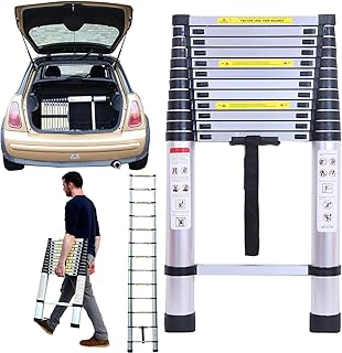 5m Double Telescopic Ladder Versatile Extendable Portable Straight Style Tall Multi-Purpose Loft Ladder Save Space Easy Carry for All Your DIY Climb Needs 16.5Ft EN131 for Home Loft Office Small Gift