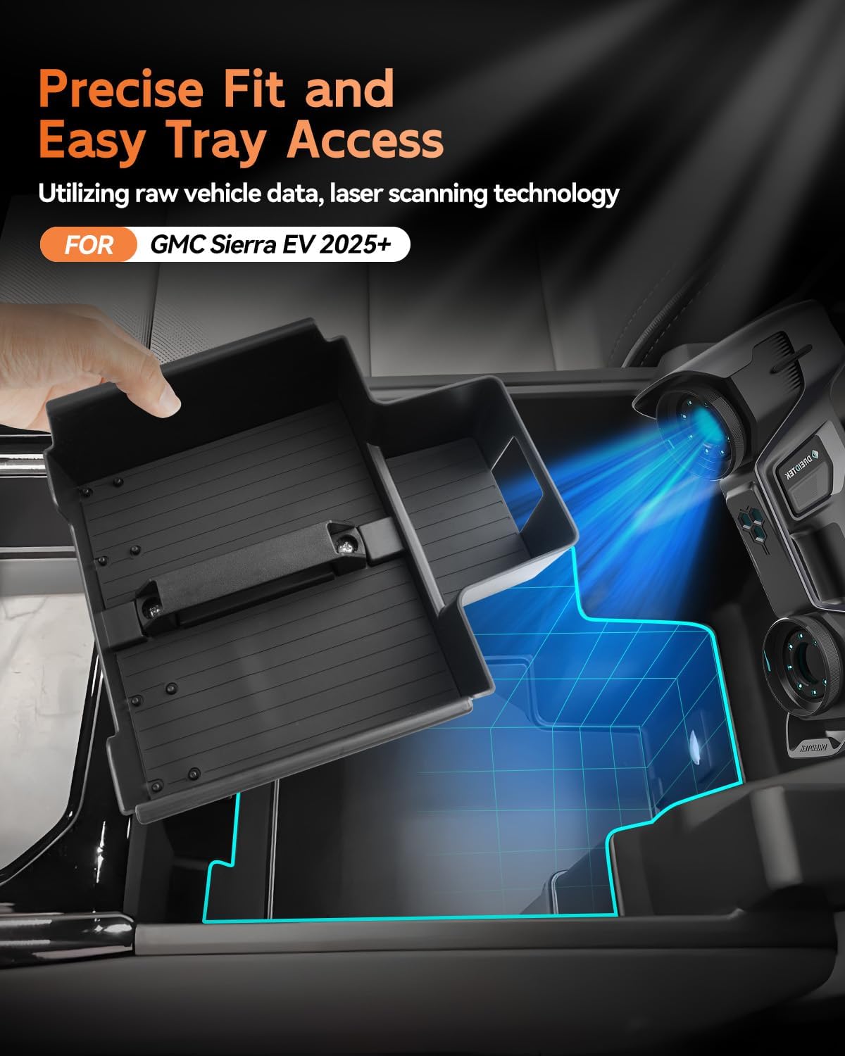 CDEFG for GMC Sierra EV 2025 2026 Accessories Center Console Organizer Tray Sierra EV 2025+ Armrest Storage Middle Console Insert (GMC Sierra EV 2025+)