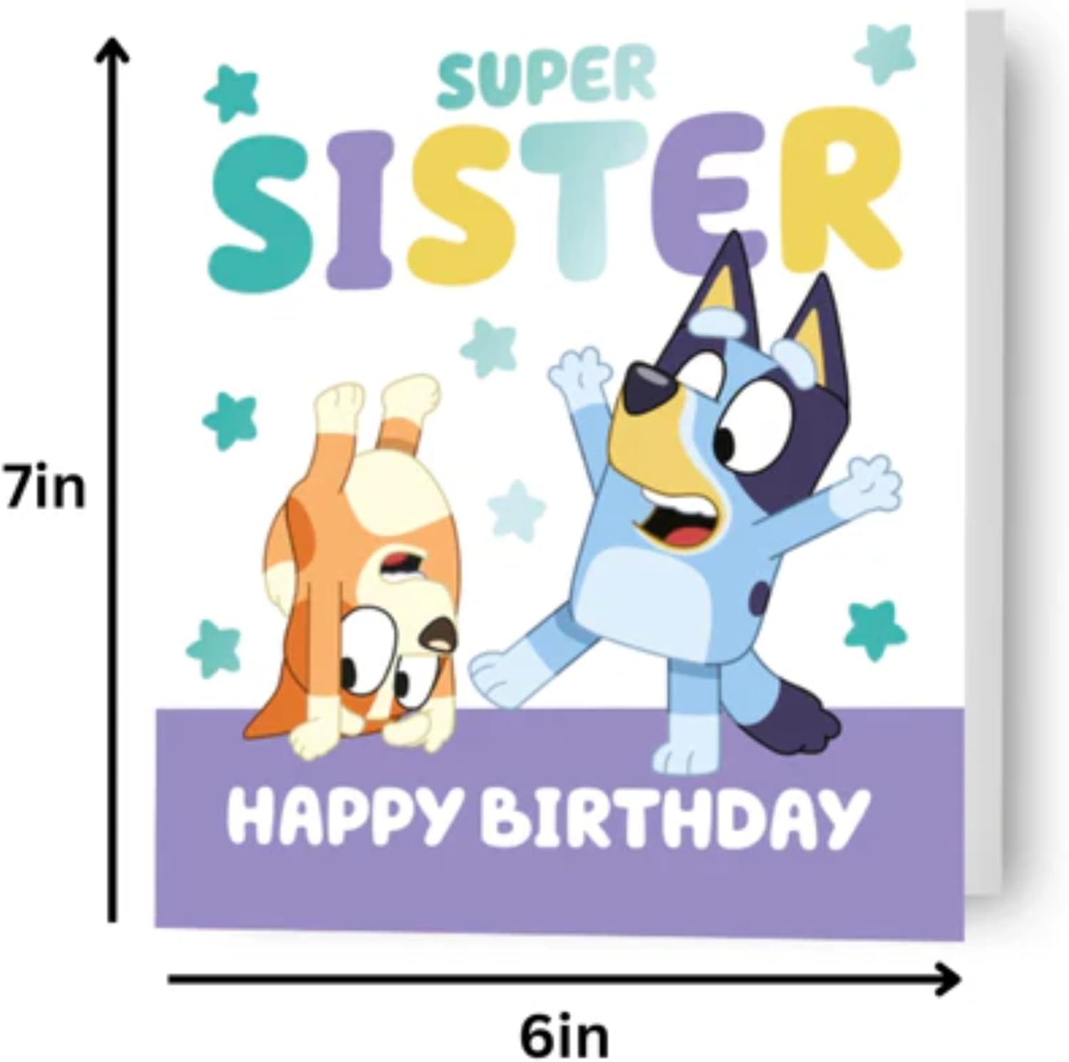 Danilo Promotions LTD Bluey Birthday Card Super Sister Happy Birthday Sister Birthday Card for Kids Childrens Bluey Card