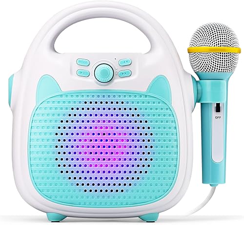 IROO Máquina de karaoke de juguete para niños, altavoz Bluetooth inalámbrico con micrófono, máquina de karaoke para niños con conectividad TFUSB,