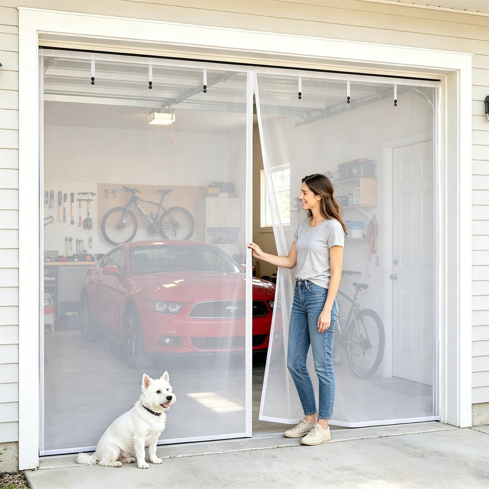 Moustiquaire porte garage magnétique contre les insectes