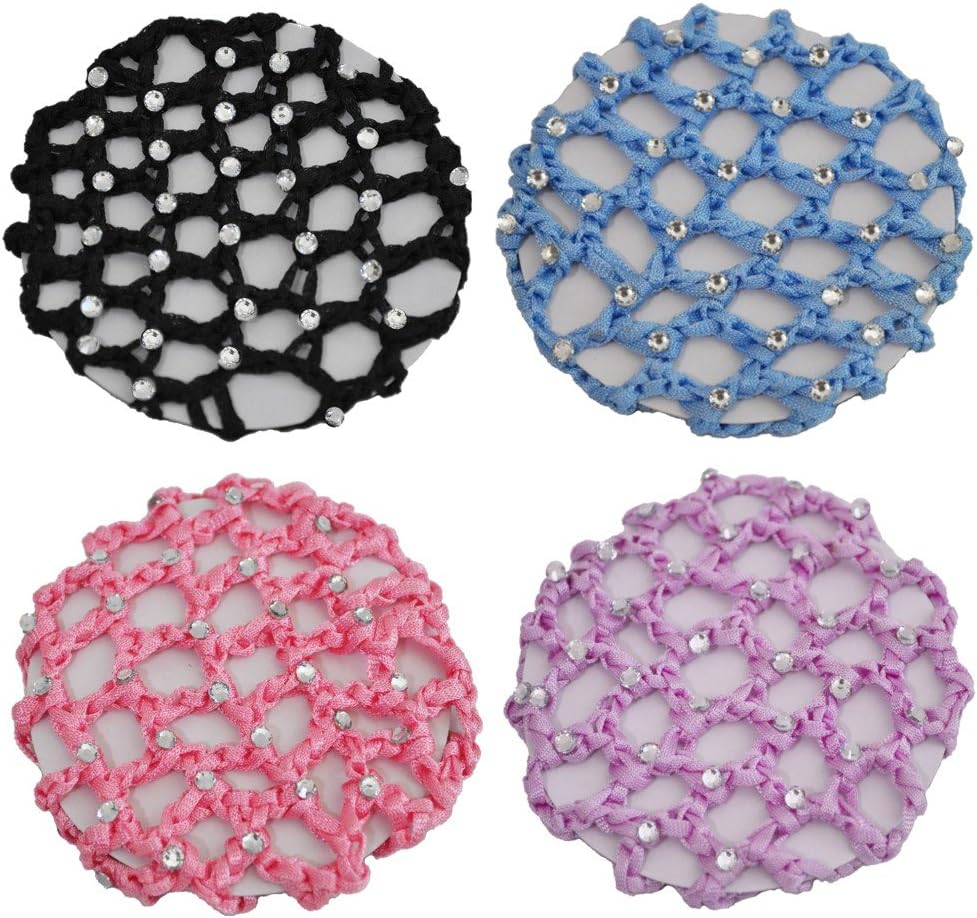 Crochet Bun Cover With 30 Rhinestones 4 Pcs Pack - HR4 (Assort)