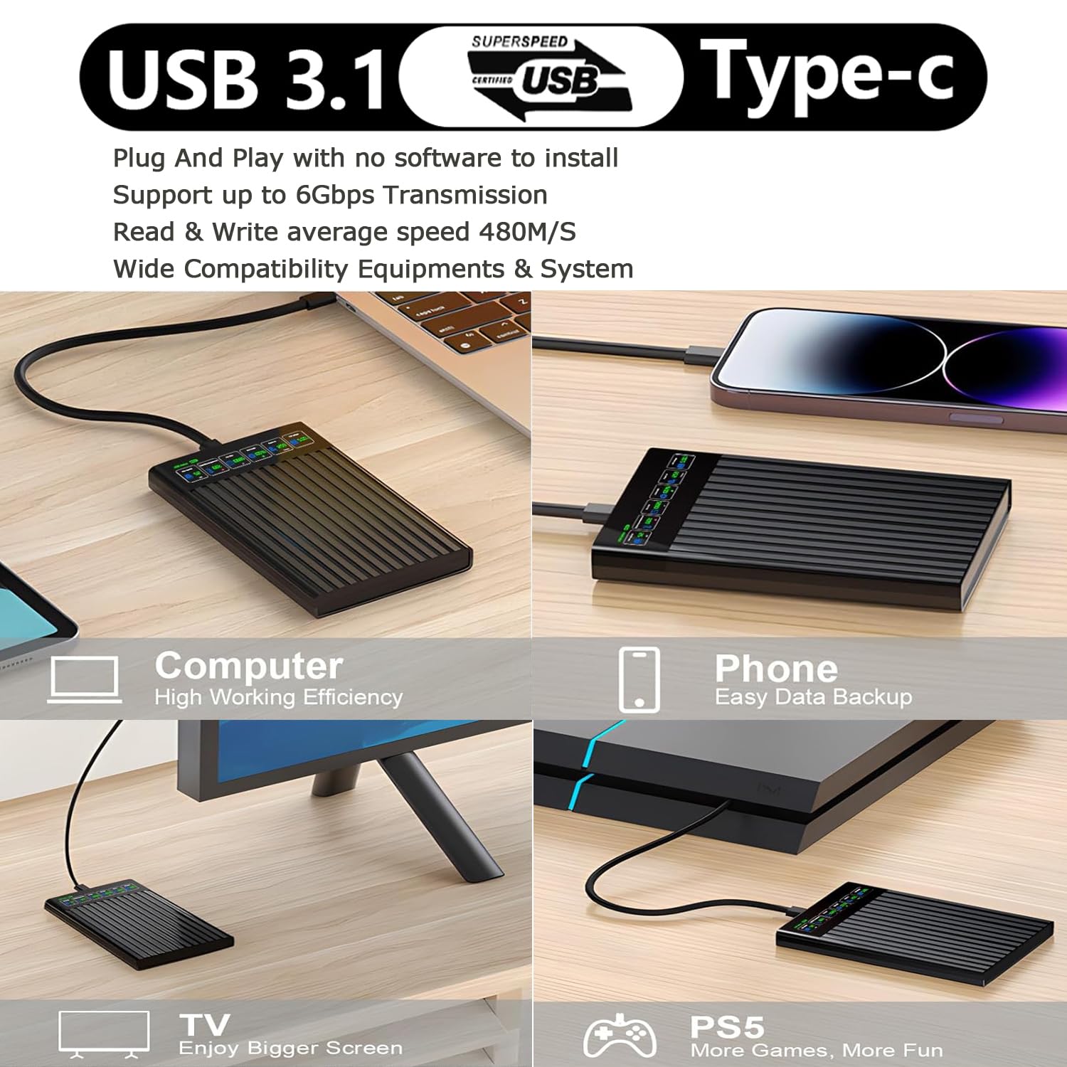 Sonnics 2TB USB 3.0 Externe Desktop Harde Schijf voor SAMSUNG & LG Smart TV, Zwart