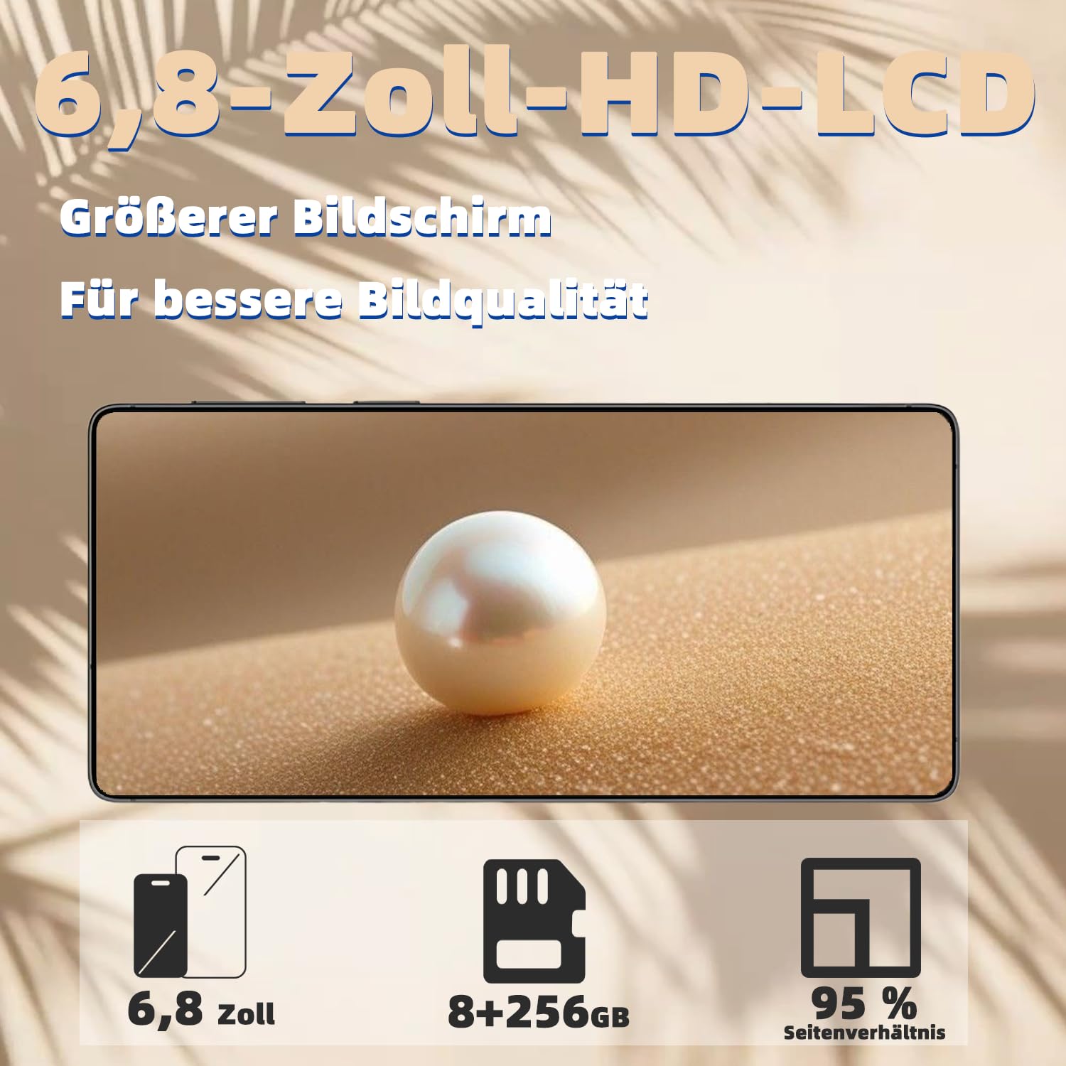 Android Smartphone 8+256GB 6,8" HD-Display, 4500 mAh Akku & 21+8 MP Dual-Kamera - Simlockfrei, Dual-SIM, Face ID & OTG,Grün