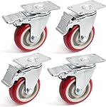 Tosnail 4-Inch Heavy Duty Swivel Caster Wheels Set of 4, Industrial Locking Rolling Plate Casters with Brake for Furniture, Cart, Table and Workbench