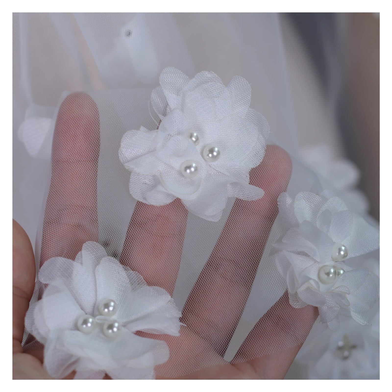 velo sposa Short Wedding Veil Flowers Bridal Veils Beaded Soft Tulle With Comb Elegant Accessories For Bride per Matrimoni, Feste di Addio al Nubilato