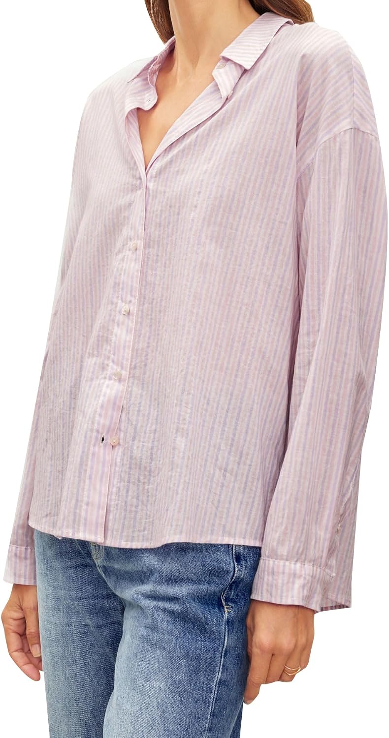 Velvet by Graham & Spencer Womens Ashlyn Printed Stripe Button Up
