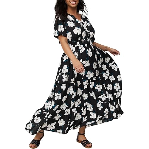 Torrid Women's Plus Size Dress - Y-Neck Tiered Maxi Dress