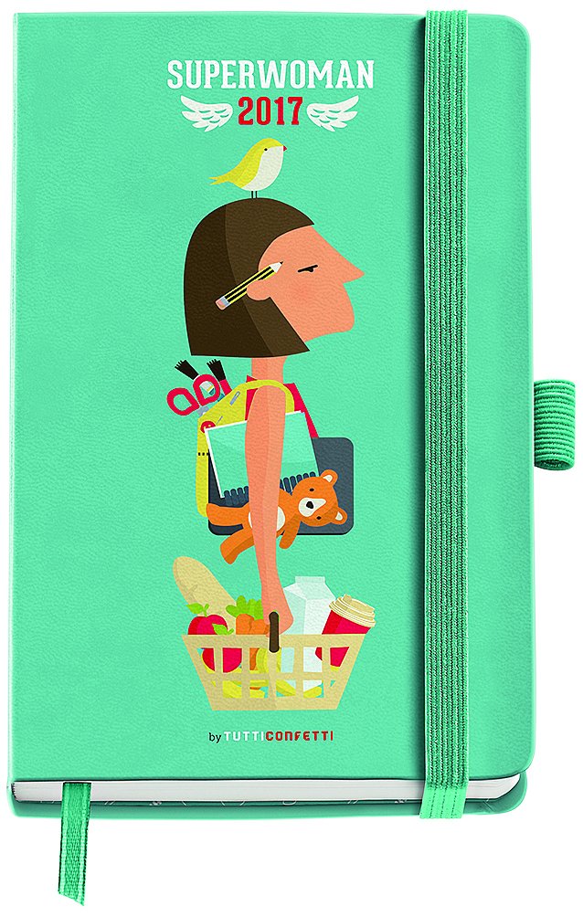 tutticonfetti 31073 – Agenda Annual Stitched, 90 x 140 mm, Week View Superwoman