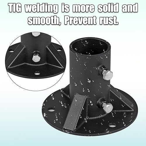 Miniatura 3 de Insaga Chain Link Fence Pole Floor Flange, 2" Base Flange, Heavy Solid Fence Post Concrete Mount for Holding The FenceMailboxFlag Round Posts(OD