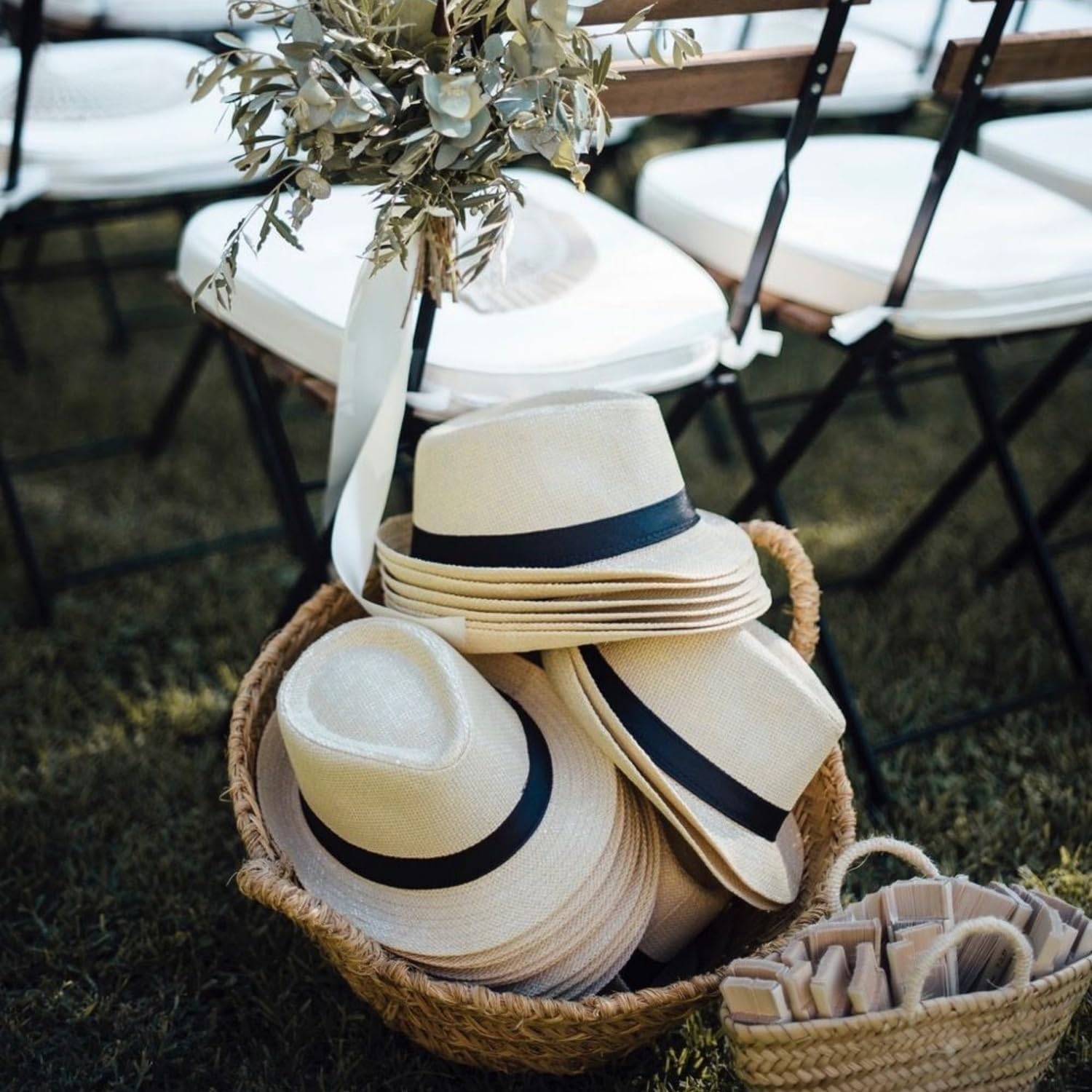 Fedora Hats Bulk for Wedding Beach Short Brim Sun Panama Hats for Guest Women Party Favors, Circumference 58cm - Image 4