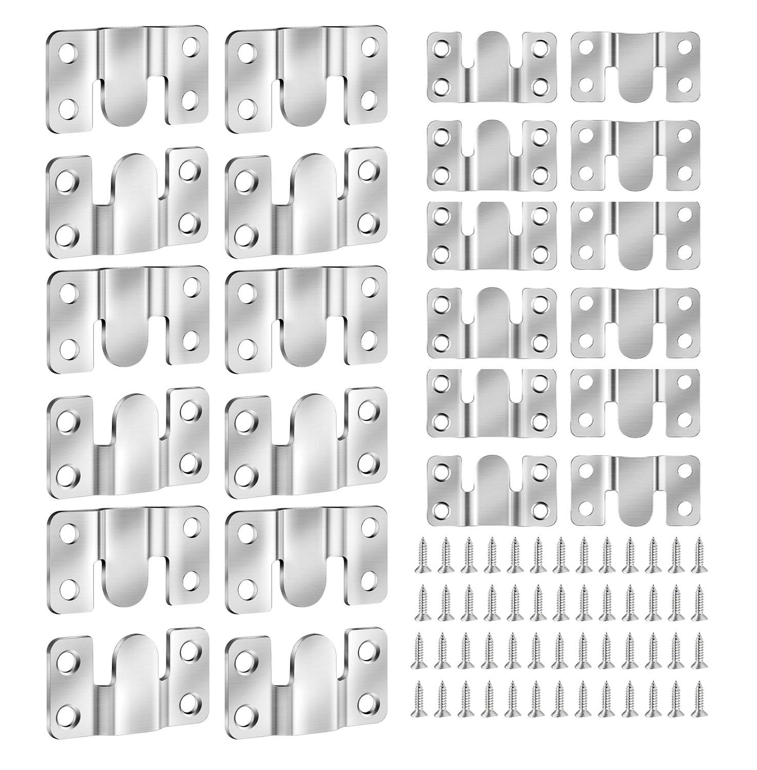 24 Pcs Headboard Wall Flush Mount Brackets Heavy Duty Flush Concealed Mount Bracket, Metal Interlocking Wall Mounted Headboard Brackets for Picture Hooks Mirror Fixings Kit(Large,Small),with Screws