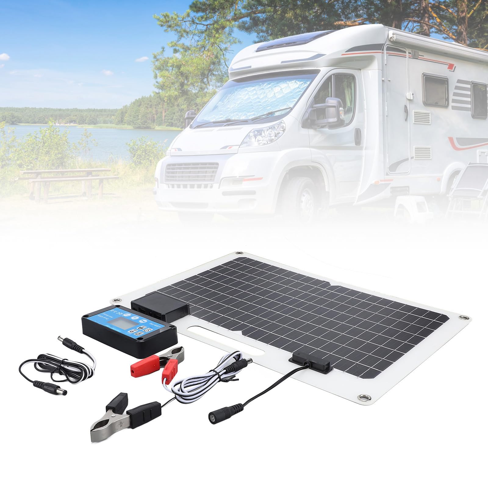 Juego de paneles solares portátiles de 100 W, 18 V, cargadores de panel solar plegables, cargador solar de 12 V 24 V, doble USB, paneles solares a prueba de agua para camping, estación de