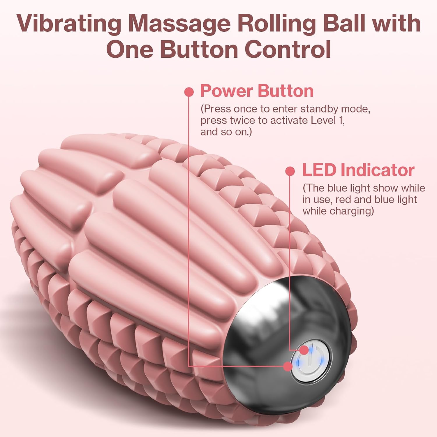 Upgraded Vibrating Massage Ball,4-Speed with Rechargeable,Trigger Point Myofascial Massage Roller Ball for Relieving Muscle Pressure, Electric Massager for Fitness/Yoga/Training (Pink)