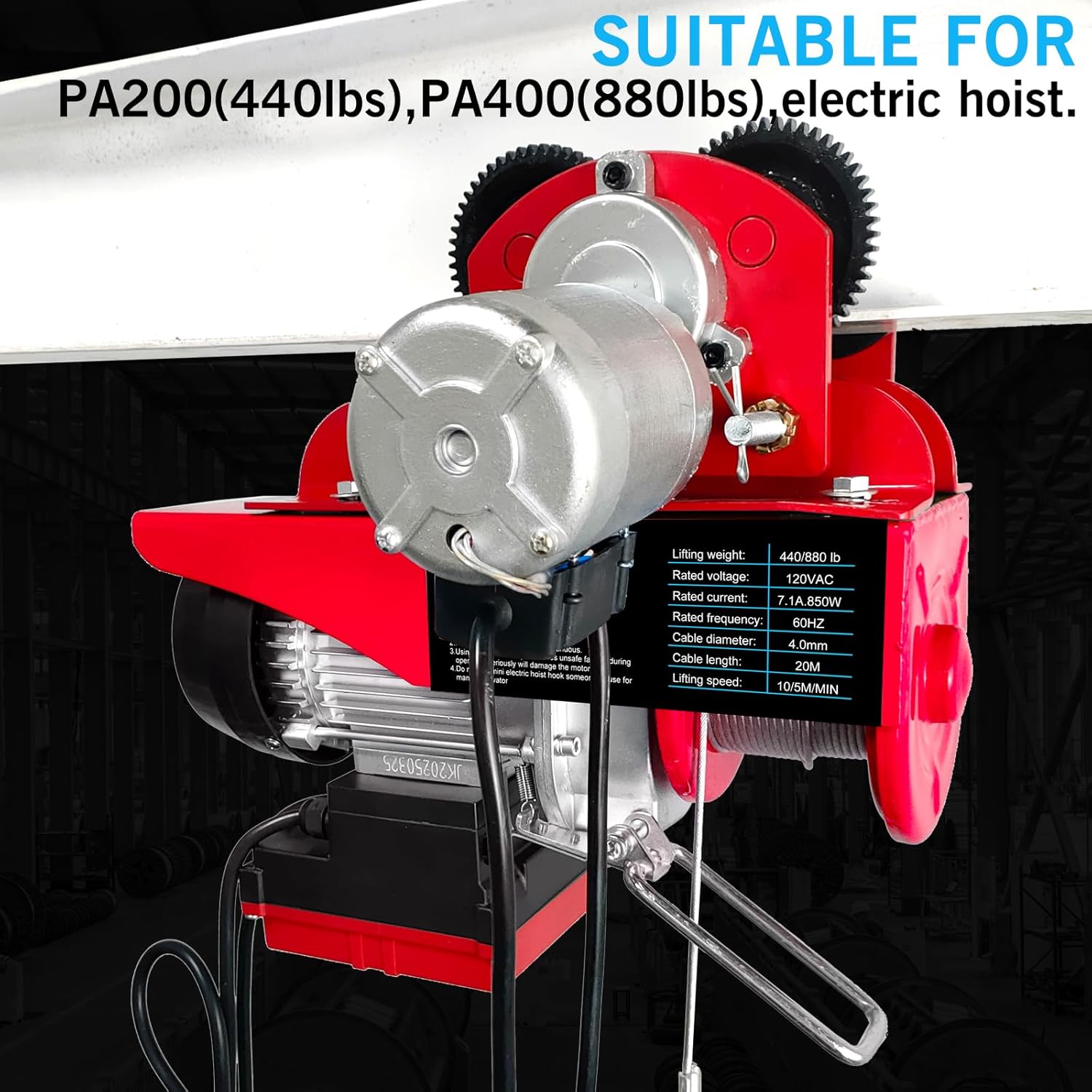 Electric Trolley for Power Hoist,1100 LBS I Beam Trolley 2.68in-4.33in Adjustable Flange Heavy Duty System Trolley for Electric Hoists PA200-PA500,Perfect for Gantry Cranes,Warehouse Garage