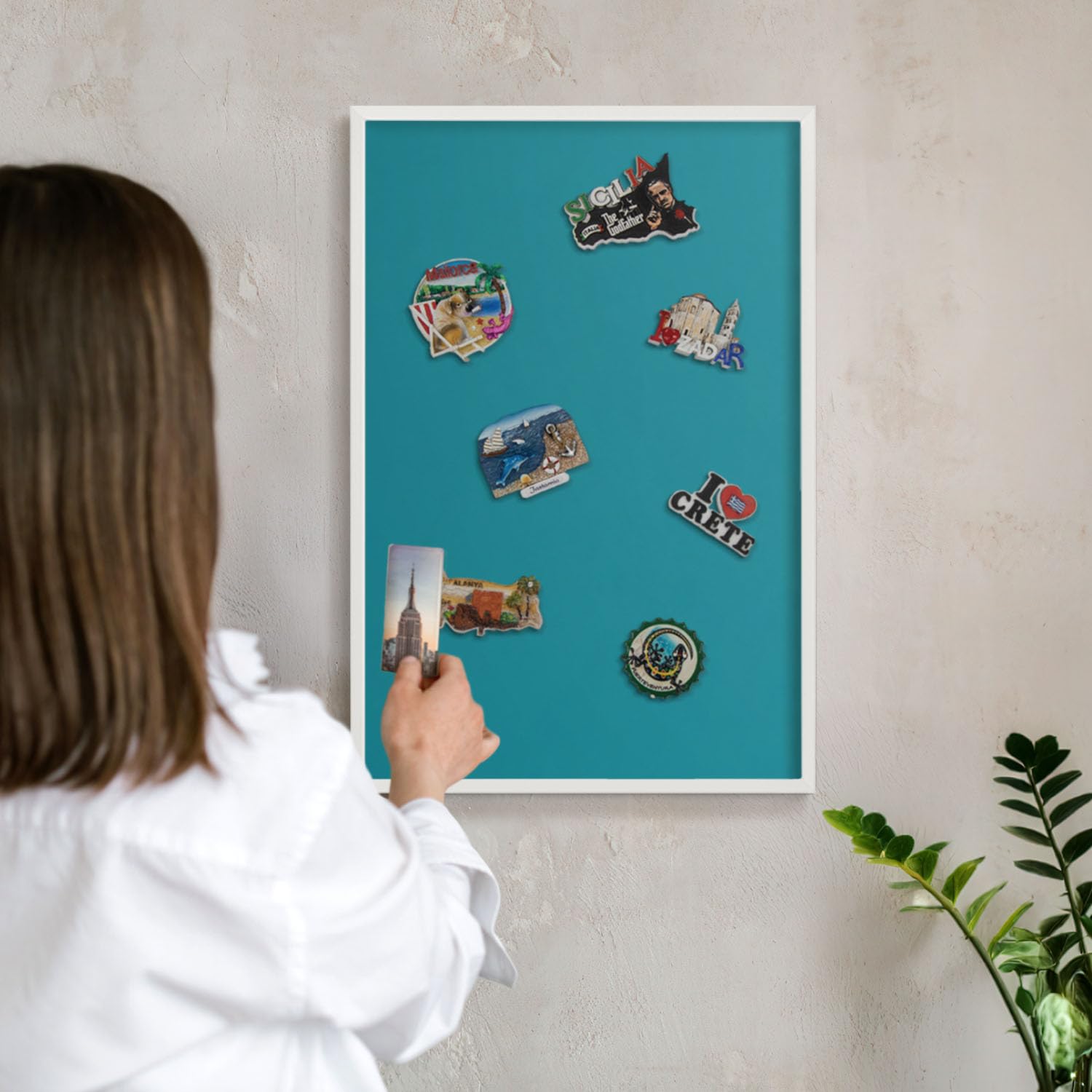 Magnettafel für Schule und Bildung 60x40 Kühles Türkis Weißer Rahmen