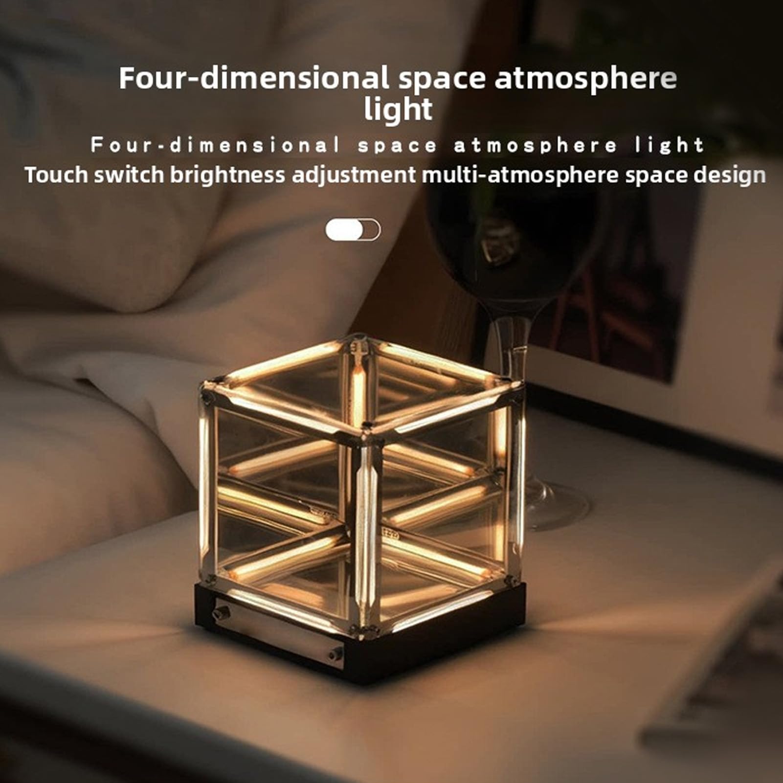 Luce LED 4D, Lampada Cubica a Specchio Infinito con Attenuazione Tattile e Batteria Ricaricabile da 2000 MAh, Lampada Ambientale Spaziale per L'arredamento della Camera da Letto,