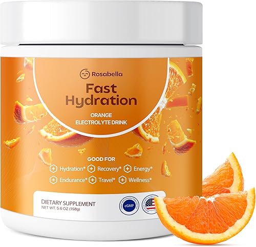 Rosabella Bebida electrolítica en polvo, naranja, suplemento de hidratación sin azúcar, electrolitos con sodio, potasio, magnesio, calcio, disponible en Yaxa Colombia