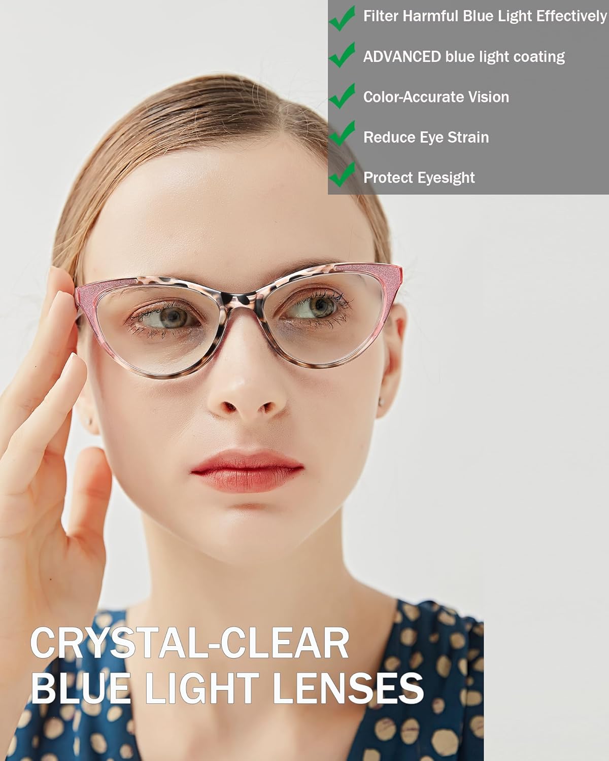 Reading Glasses for Women, Cat Eye Readers, Fashion Blue Light Blocking Eyewear, Lightweight Spring Hinge Frames for Everyday Wear