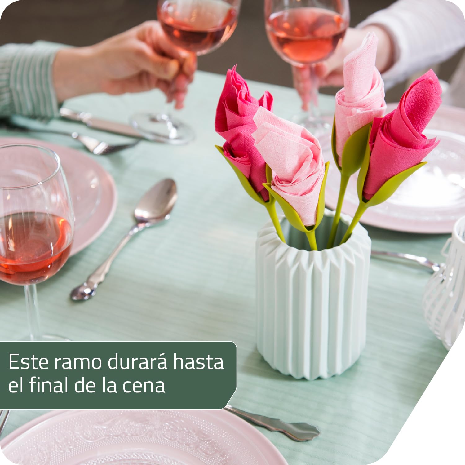 PELEG DESIGN Bloom Servilleteros de Flor Set de 4 – Soportes Originales para Servilletas de Papel con Forma de Tallo, Decoración de Mesa Creativa para Fiestas, Incluye 4 Servilletas